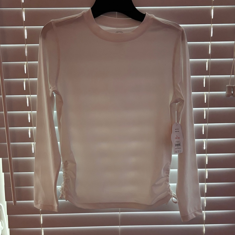 Kid’s White Long Sleeve Swim Top